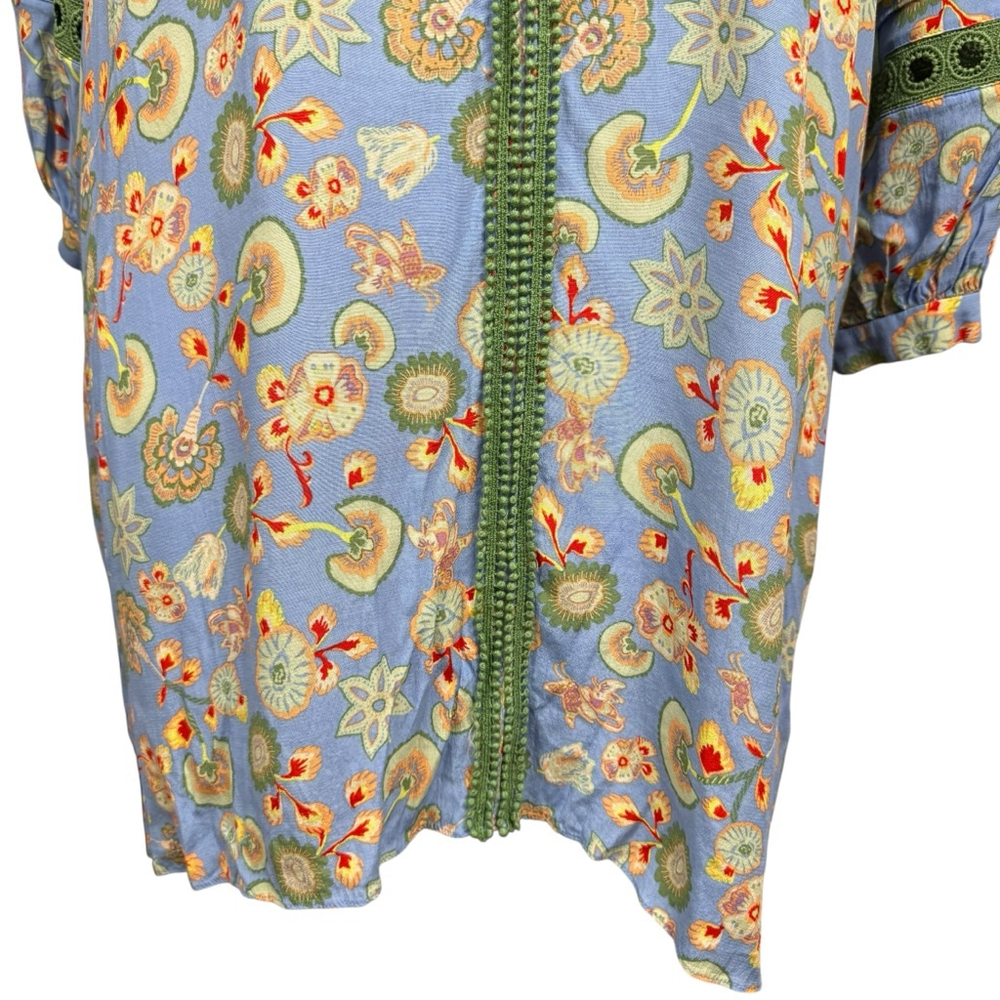 Diane Von Furstenberg Blue Floral Boho Tunic Dress XL - Picture 4 of 10